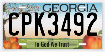 GA license plate CPK3492