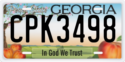 GA license plate CPK3498
