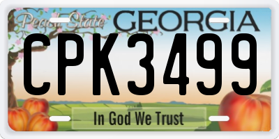 GA license plate CPK3499