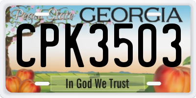 GA license plate CPK3503