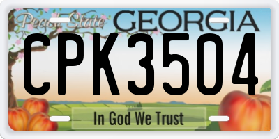GA license plate CPK3504