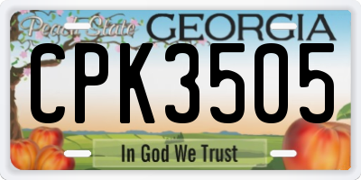 GA license plate CPK3505