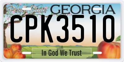 GA license plate CPK3510