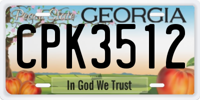 GA license plate CPK3512
