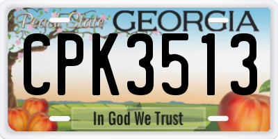 GA license plate CPK3513