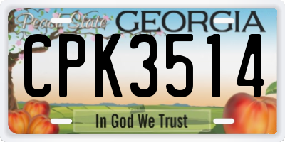 GA license plate CPK3514