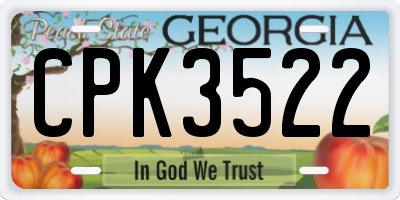 GA license plate CPK3522