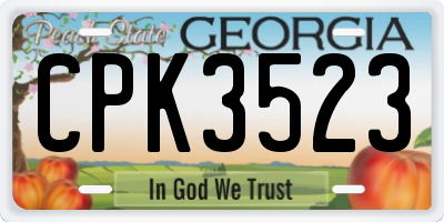 GA license plate CPK3523