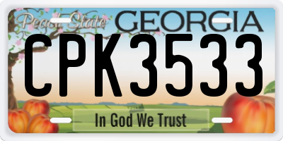 GA license plate CPK3533