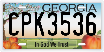 GA license plate CPK3536