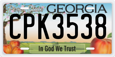 GA license plate CPK3538
