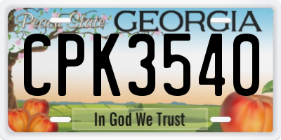 GA license plate CPK3540
