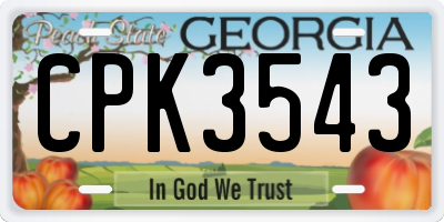 GA license plate CPK3543
