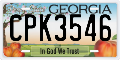 GA license plate CPK3546
