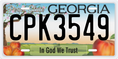 GA license plate CPK3549