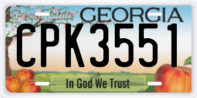 GA license plate CPK3551