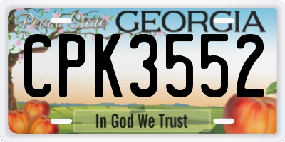 GA license plate CPK3552