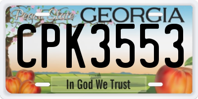 GA license plate CPK3553