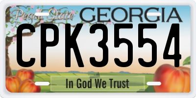 GA license plate CPK3554