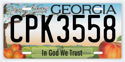 GA license plate CPK3558
