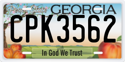 GA license plate CPK3562