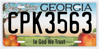 GA license plate CPK3563