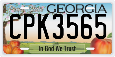 GA license plate CPK3565