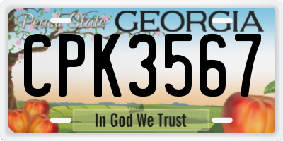 GA license plate CPK3567