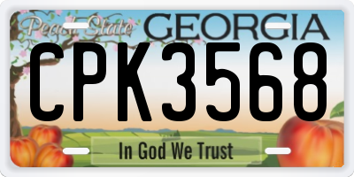 GA license plate CPK3568
