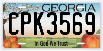 GA license plate CPK3569