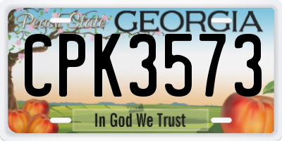 GA license plate CPK3573