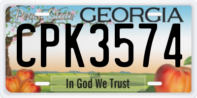 GA license plate CPK3574