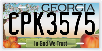 GA license plate CPK3575