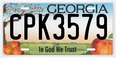 GA license plate CPK3579
