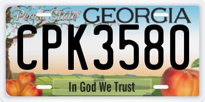 GA license plate CPK3580