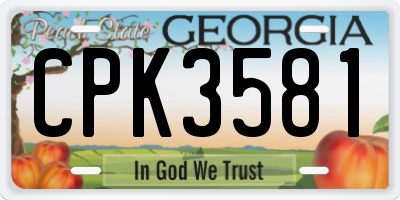 GA license plate CPK3581