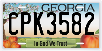 GA license plate CPK3582