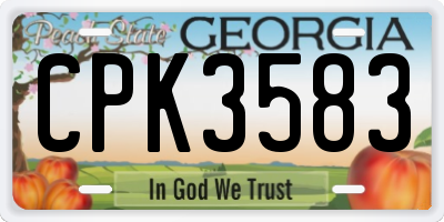 GA license plate CPK3583
