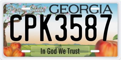 GA license plate CPK3587