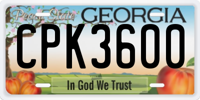 GA license plate CPK3600