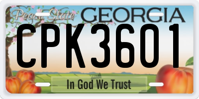 GA license plate CPK3601