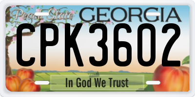 GA license plate CPK3602