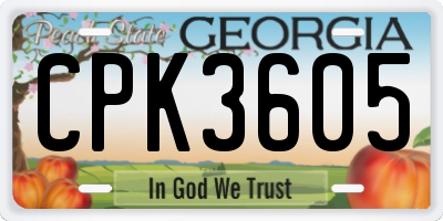 GA license plate CPK3605