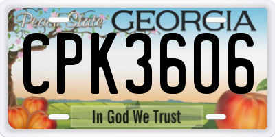 GA license plate CPK3606
