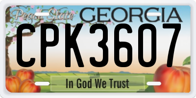 GA license plate CPK3607
