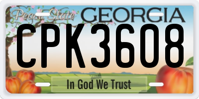 GA license plate CPK3608