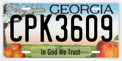 GA license plate CPK3609