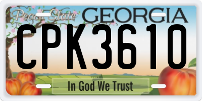 GA license plate CPK3610