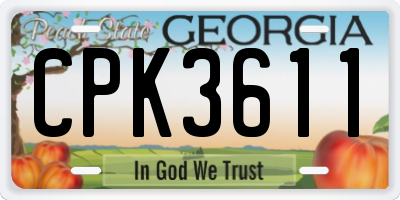 GA license plate CPK3611