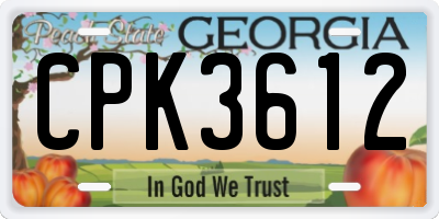 GA license plate CPK3612